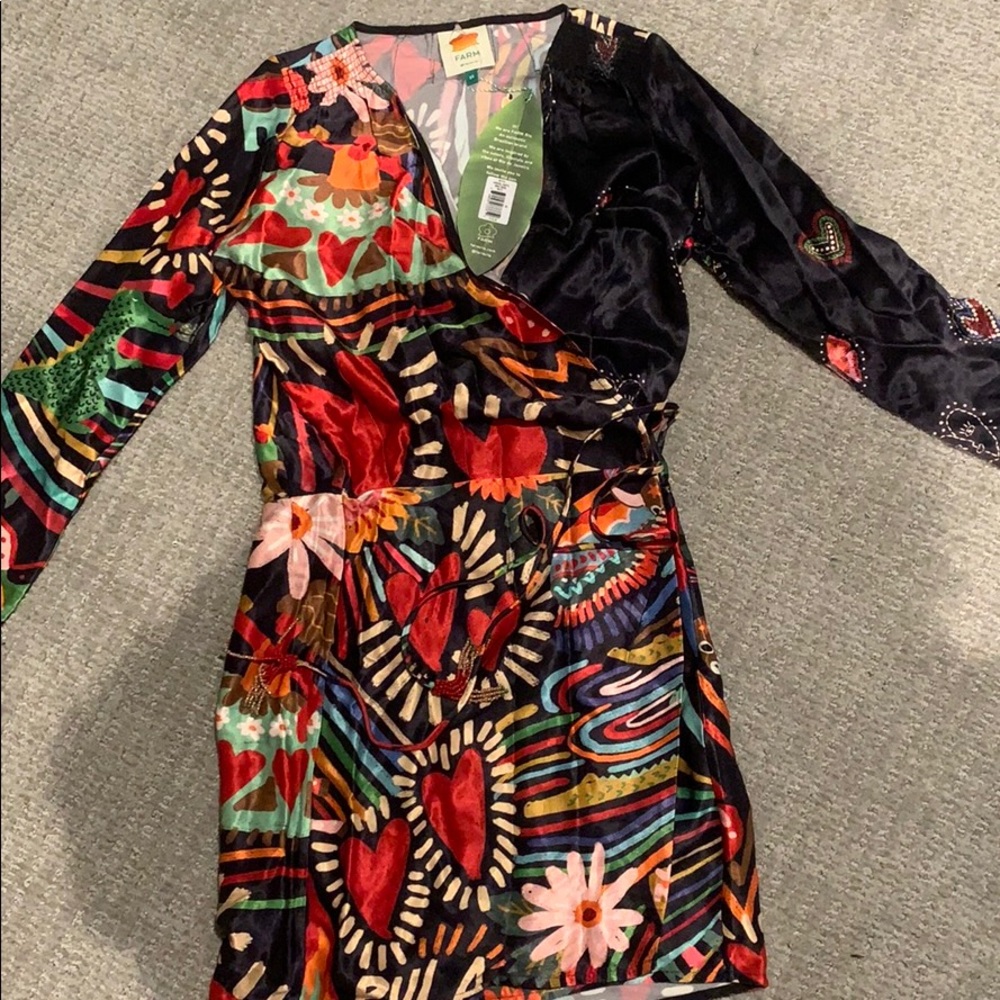 Farm Rio Carnival Hearts Wrap Dress